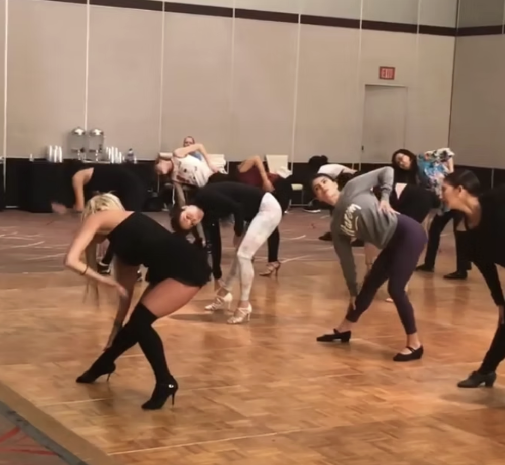 Josie Neglia backstage with dancers