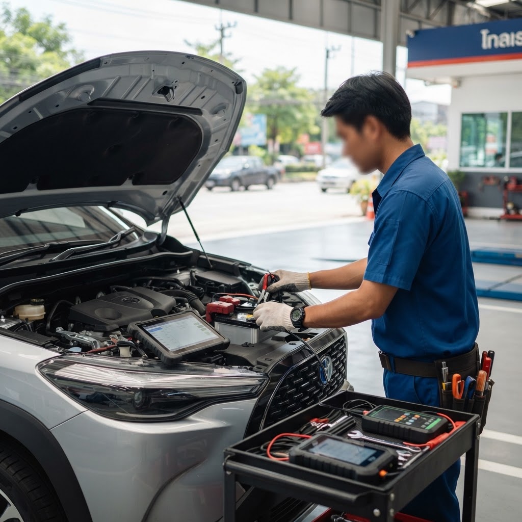ภาพประกอบบทความ เจาะลึกเรื่องแบตเตอรี่รถ EV และ Hybrid สำหรับผู้ใช้รถในโซนปทุมธานีและพื้นที่ใกล้เคียง โดย AI สำหรับร้านแบตเตอรี่ปทุมธานี