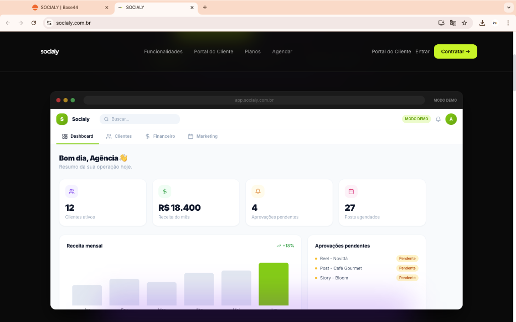 Socialy — dashboard da agência