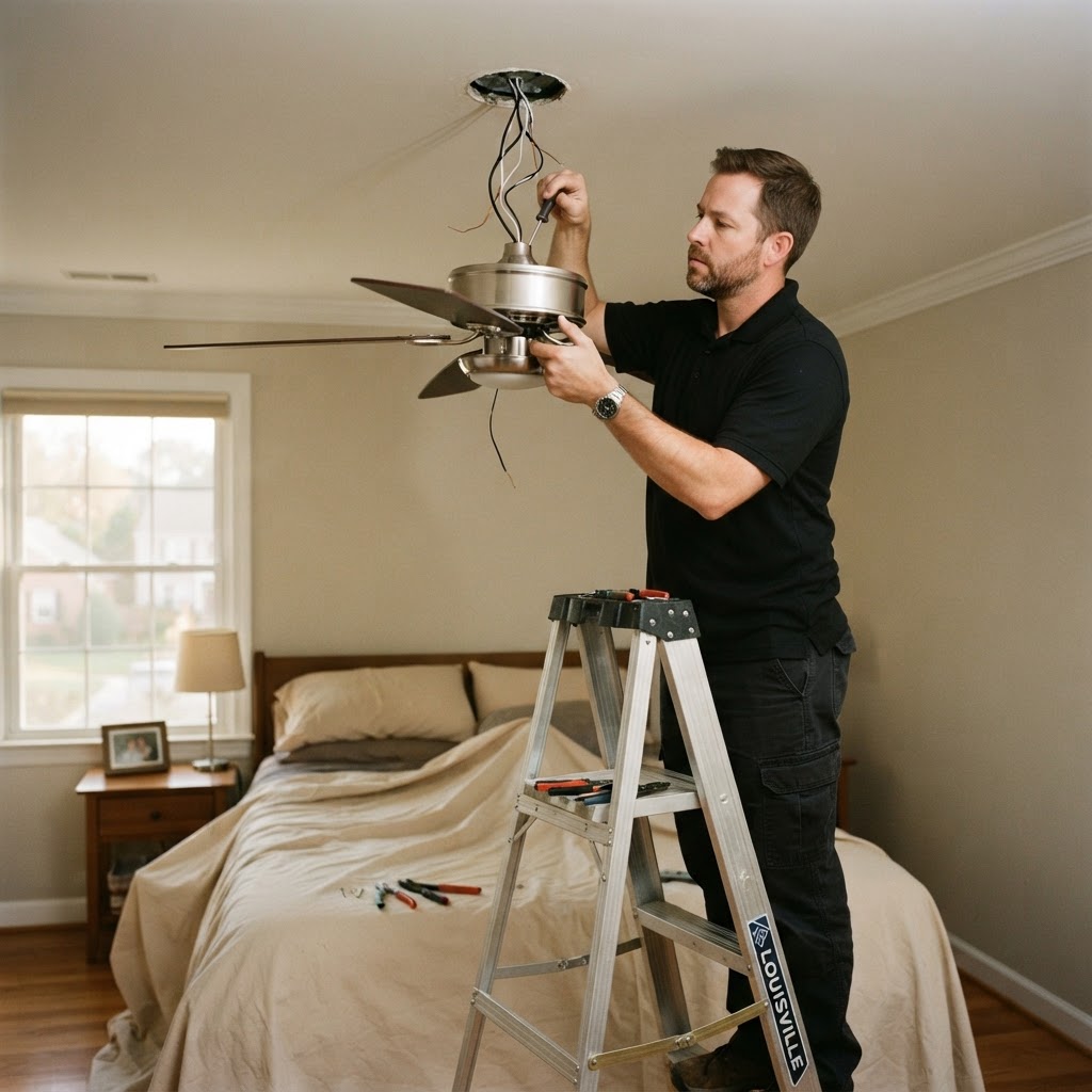 Ceiling Fan & Light Fixture Installation in Midlothian VA — Cost, Safety & What to Expect — Apex Space Systems blog
