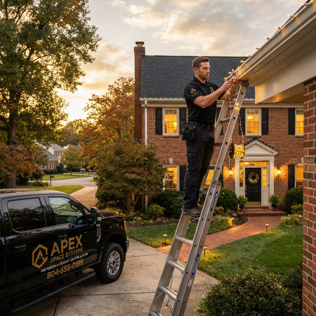 Professional Seasonal Lighting & Décor Installation service in Richmond VA by Apex Space Systems