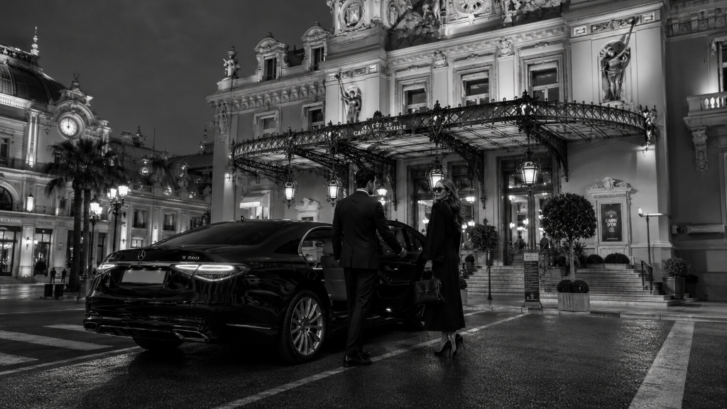 Private chauffeur service in Monaco with a premium Mercedes vehicle