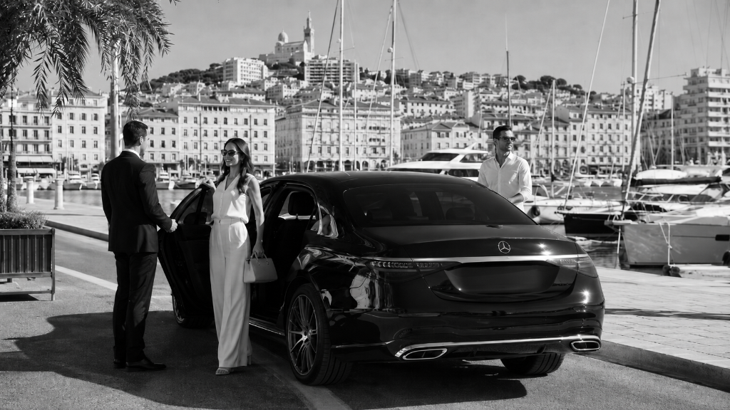 Private chauffeur service in Marseille with a premium Mercedes vehicle