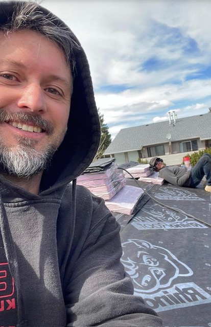 Roofing crew at work