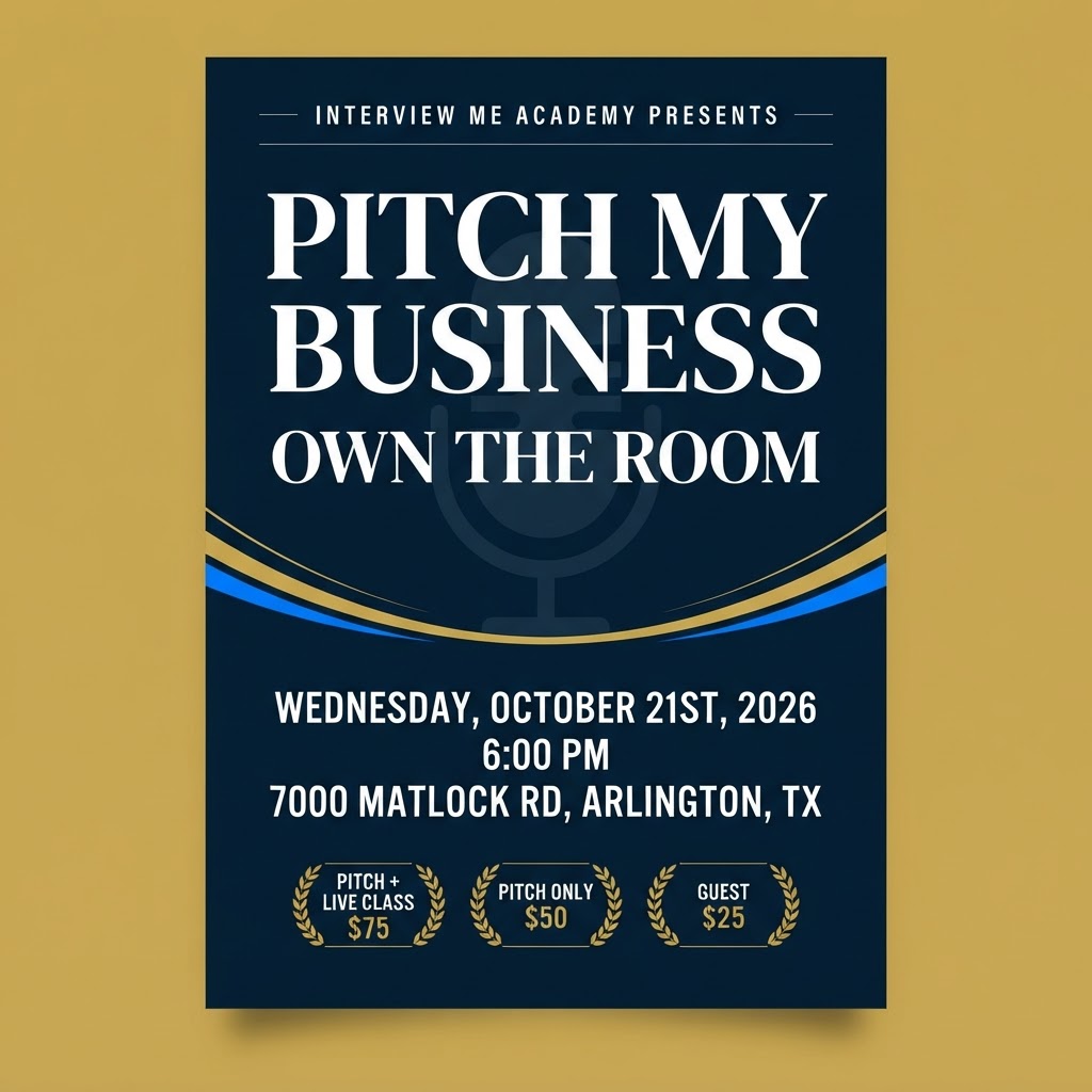 Pitch My Business — Own The Room event flyer