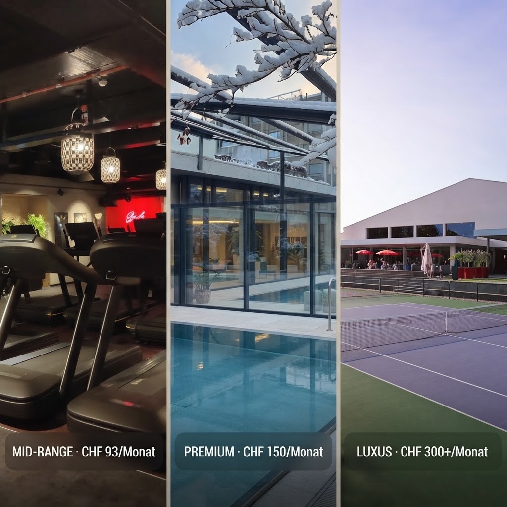 Preis-Tiers im Vergleich: Budget, Mid-Range, Premium und Luxus in Schweizer Fitnessstudios