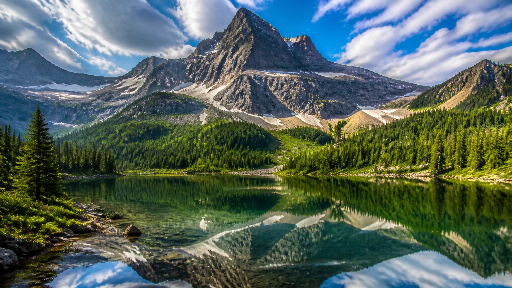 Montana mountain lake with crystal clear reflections