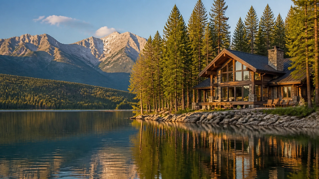 Montana waterfront cabin on a lake