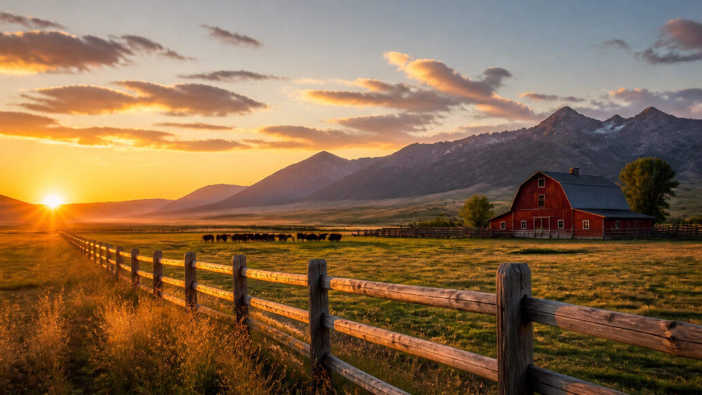 Montana ranch at sunrise