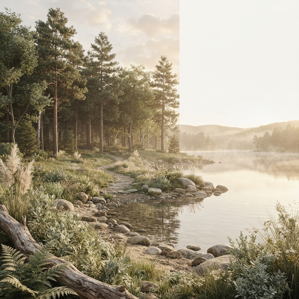 A serene natural landscape at sunrise, symbolizing the foundations of holistic wellness