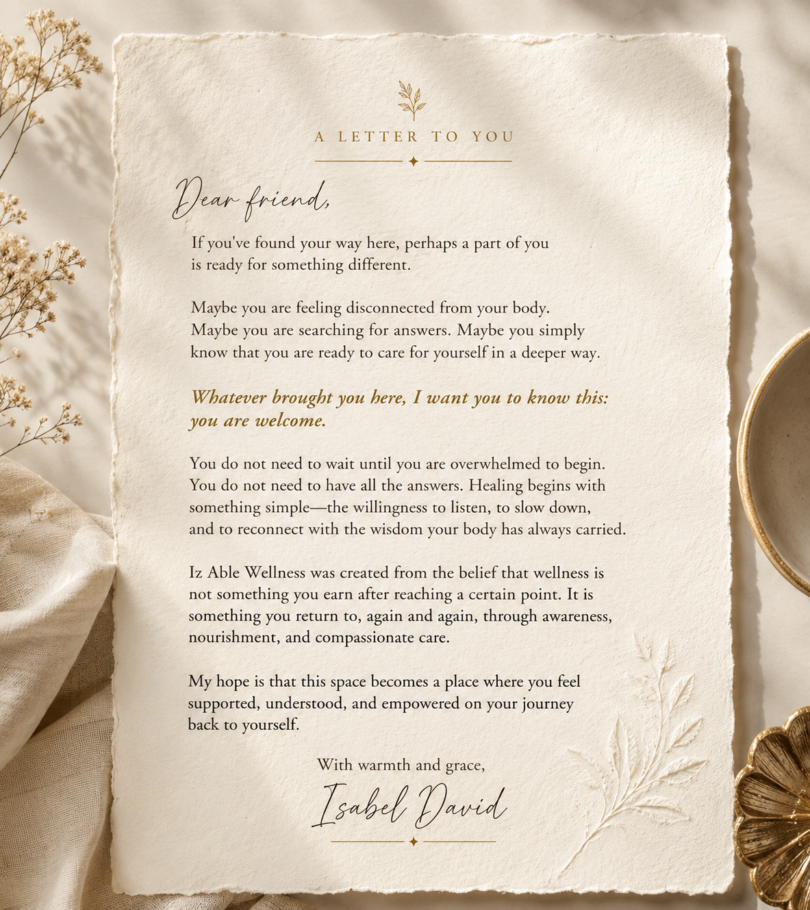 A Letter To You — from Isabel David