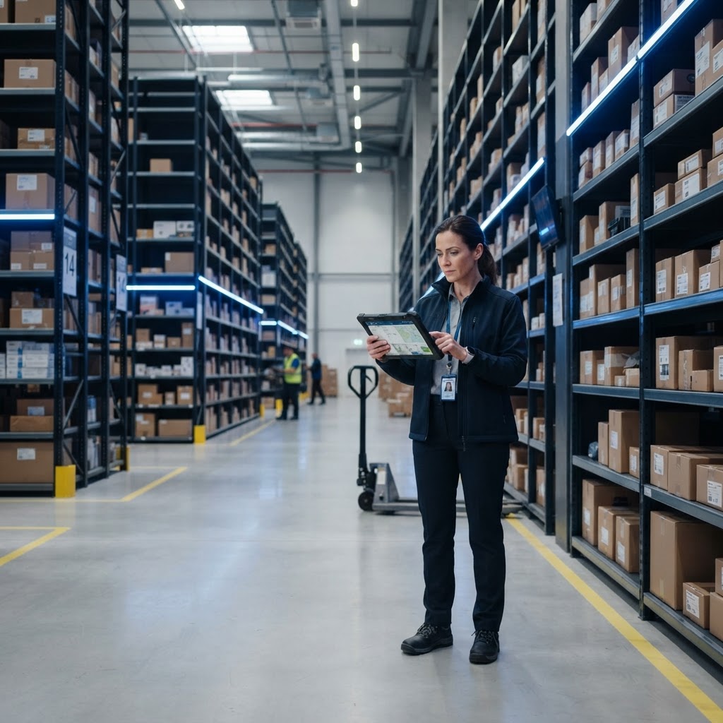 Logistics warehouse manager using Aegis Vekter for hazard-aware emergency preparedness.