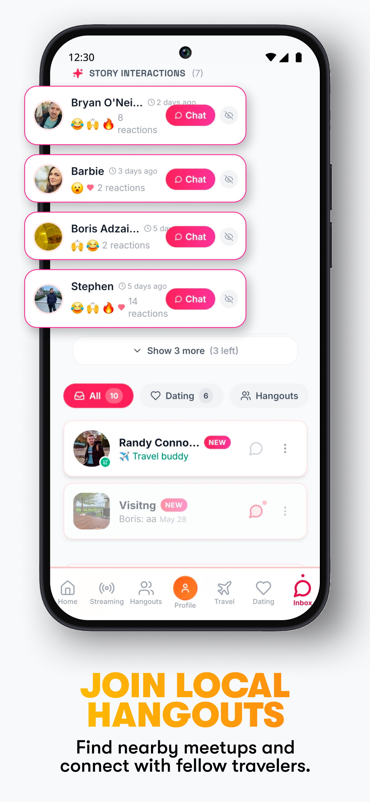 Konnectors app — Join Local Hangouts: Find nearby meetups and connect with fellow travelers.