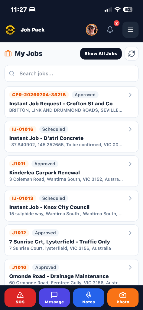 Crew jobs dashboard