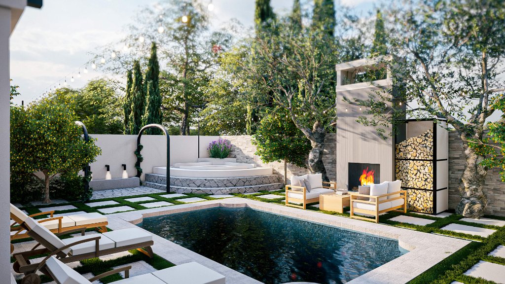 Mediterranean Pool Garden