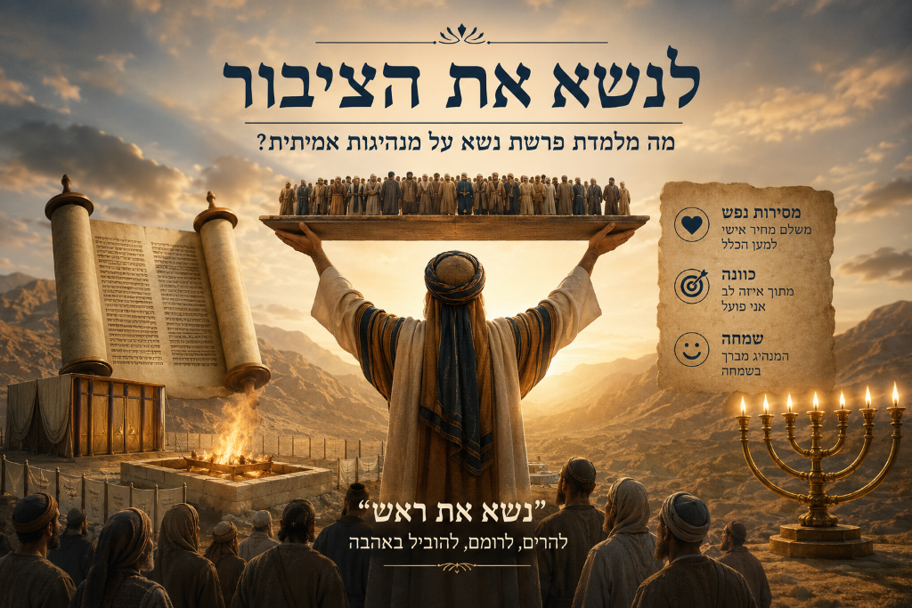 לנשא את הציבור — מנהיגות אמיתית בפרשת נשא, נשיא מרים את הציבור על ידיו