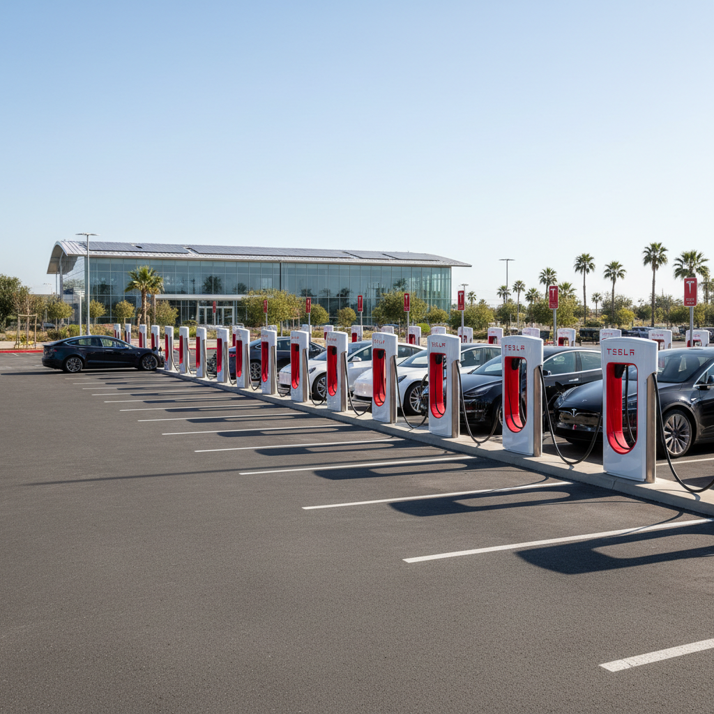 Tesla Supercharger parking lot