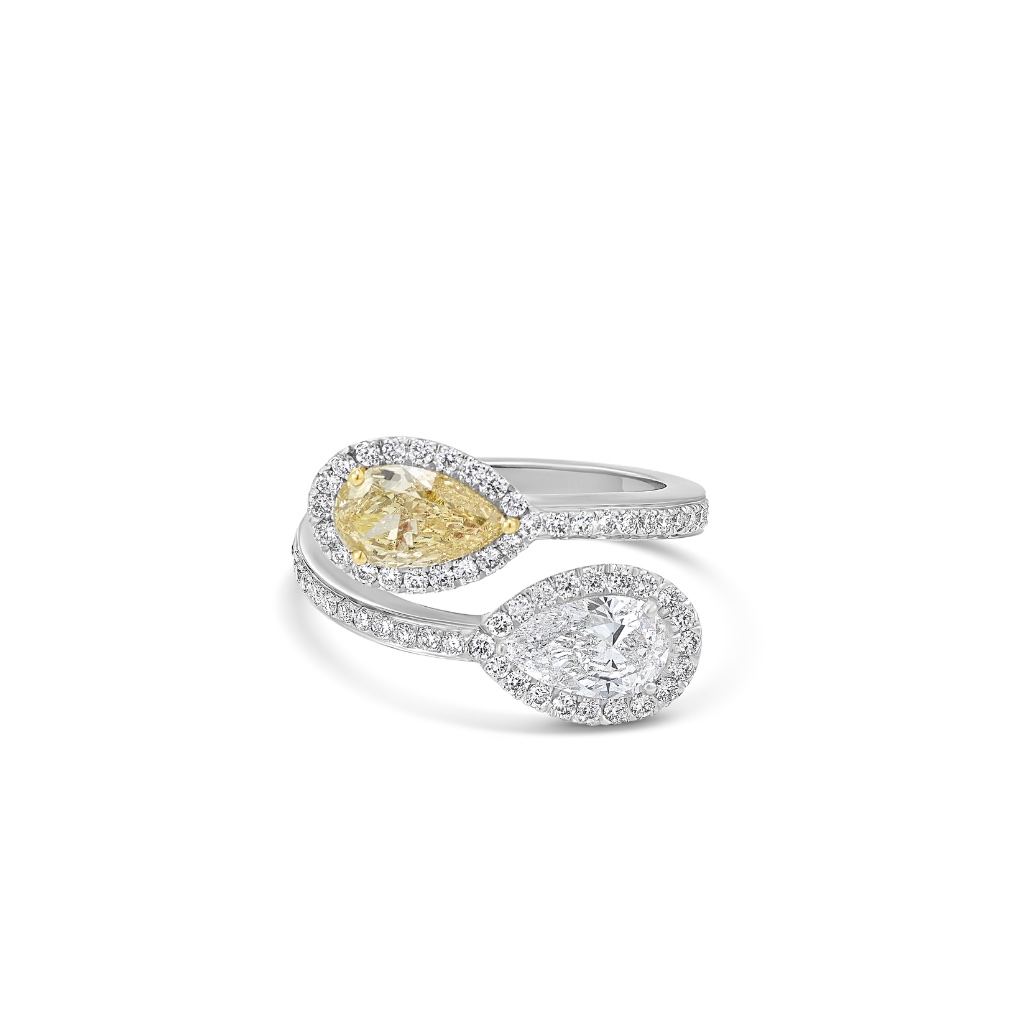 Anello Toi et Moi con diamanti giallo e bianco