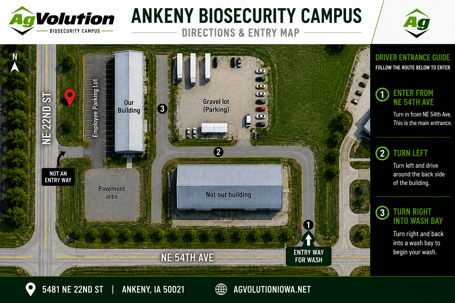 Ankeny Biosecurity Campus — directions and entry map