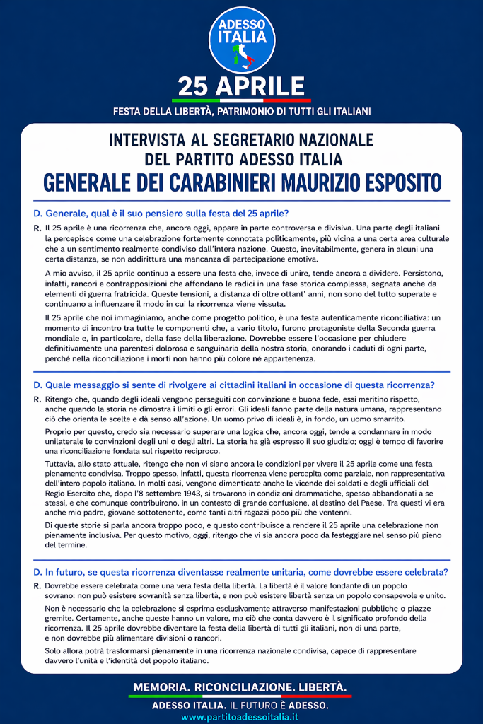 25 Aprile – Un'Italia più Unita, più Libera, più Forte