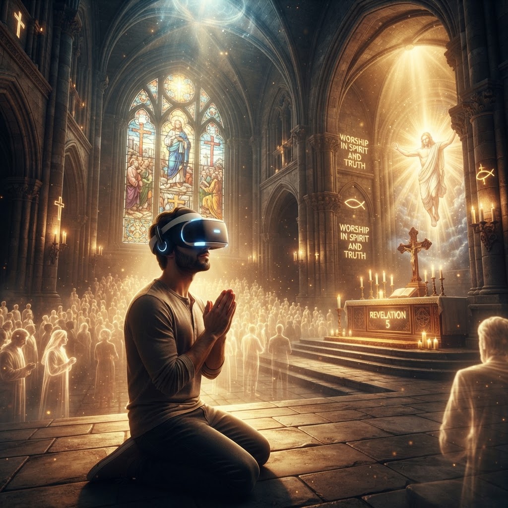 A peaceful, immersive digital rendering of a biblical landscape used for meditation and VR prayer in ZionSphere.