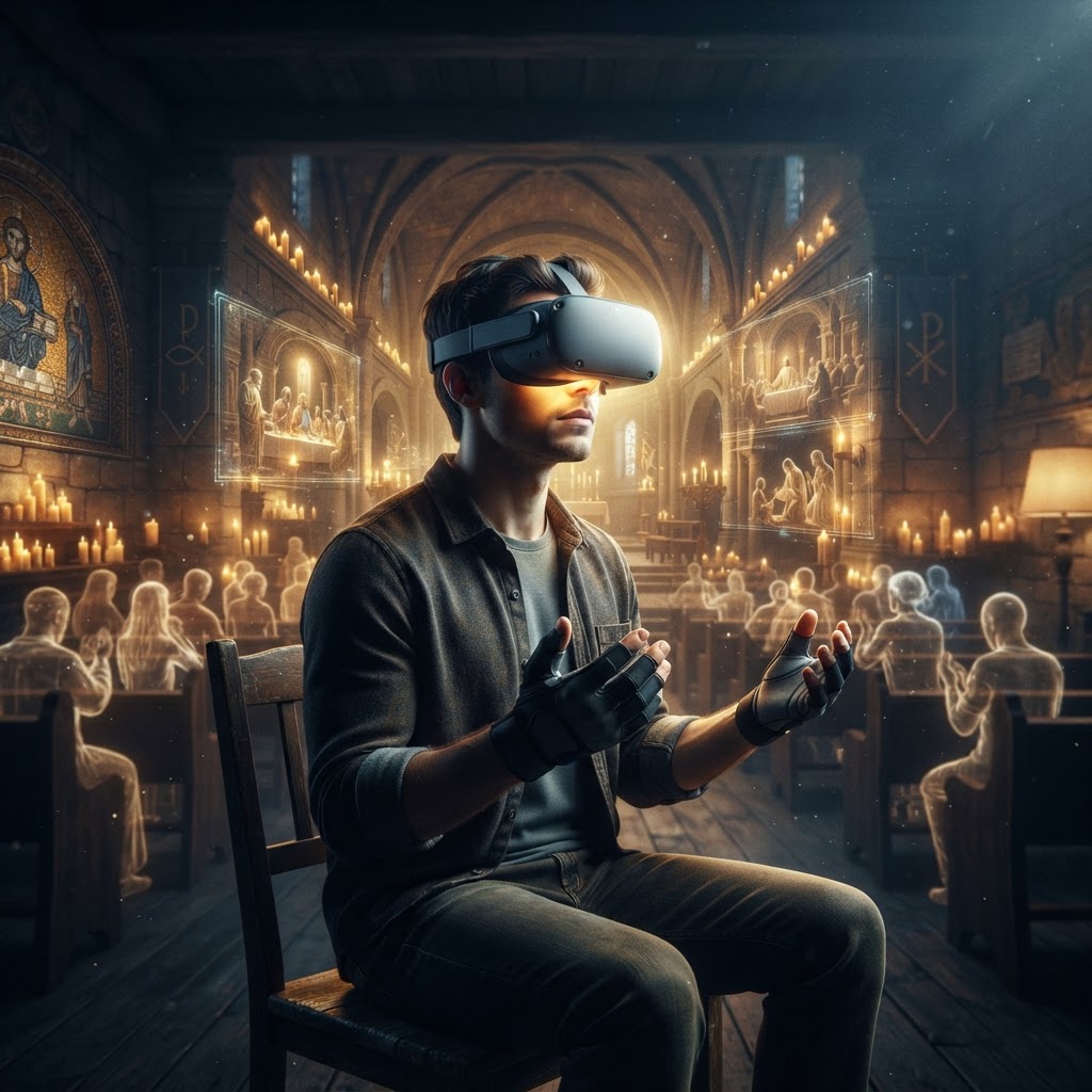 A peaceful digital environment showcasing a sunlight-filled ancient landscape, representing the immersive biblical storytelling experience of ZionSphere.