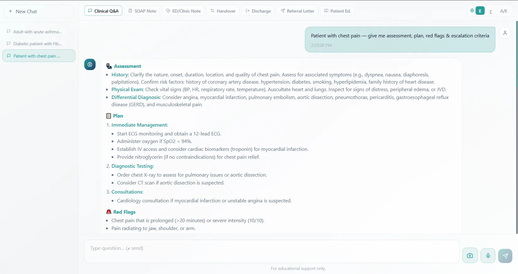 Clinical Assistant Interface