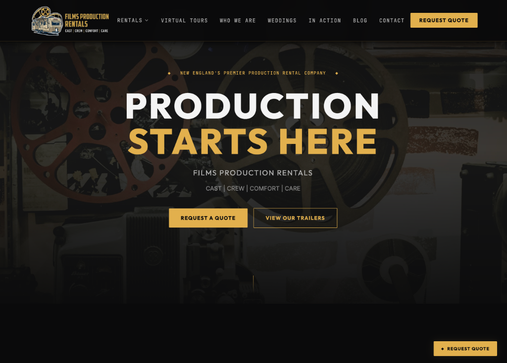 FILMS Production Rentals website screenshot — built by North Valley Solutions