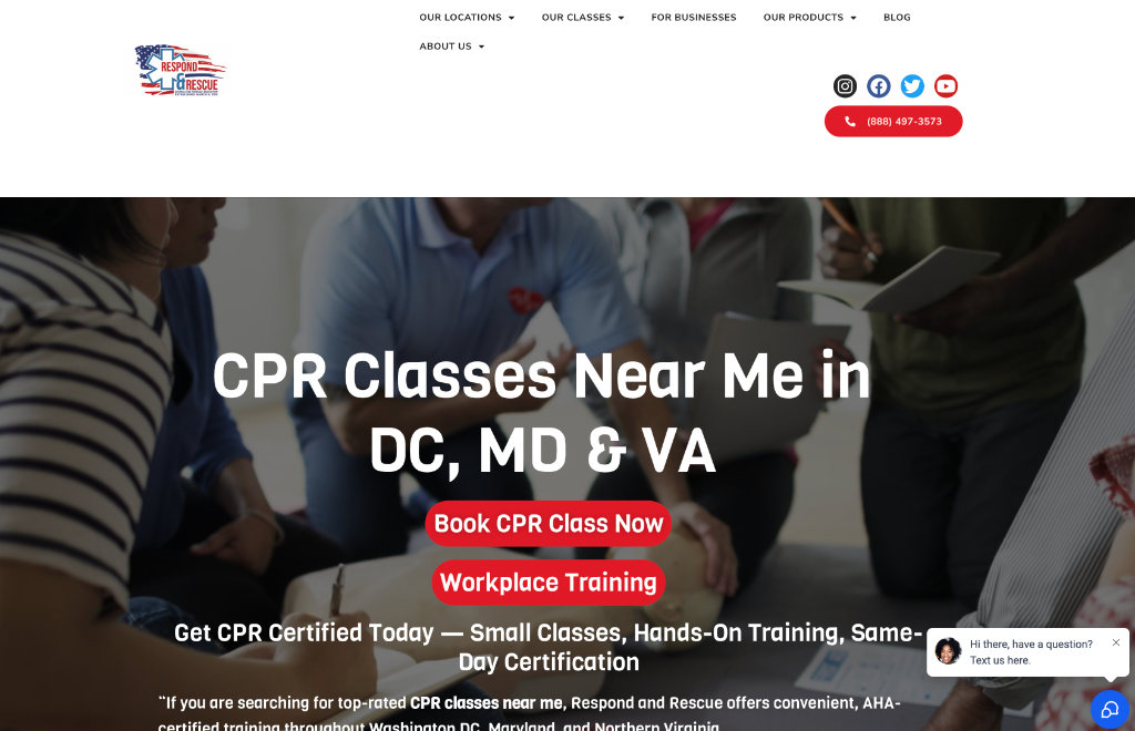 Respond and Rescue website screenshot — built by North Valley Solutions