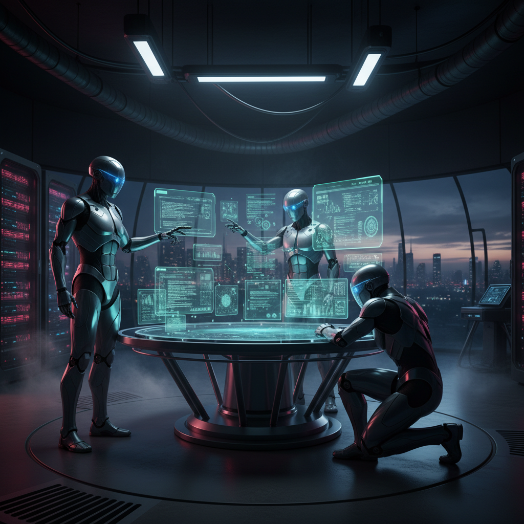 An abstract depiction of AI and robotics symbolizing the AI singularity debate