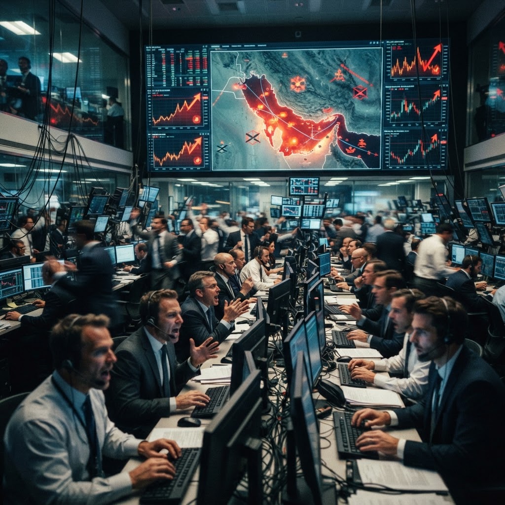 Oil prices spike due to Wall Street speculation during Strait of Hormuz tensions.