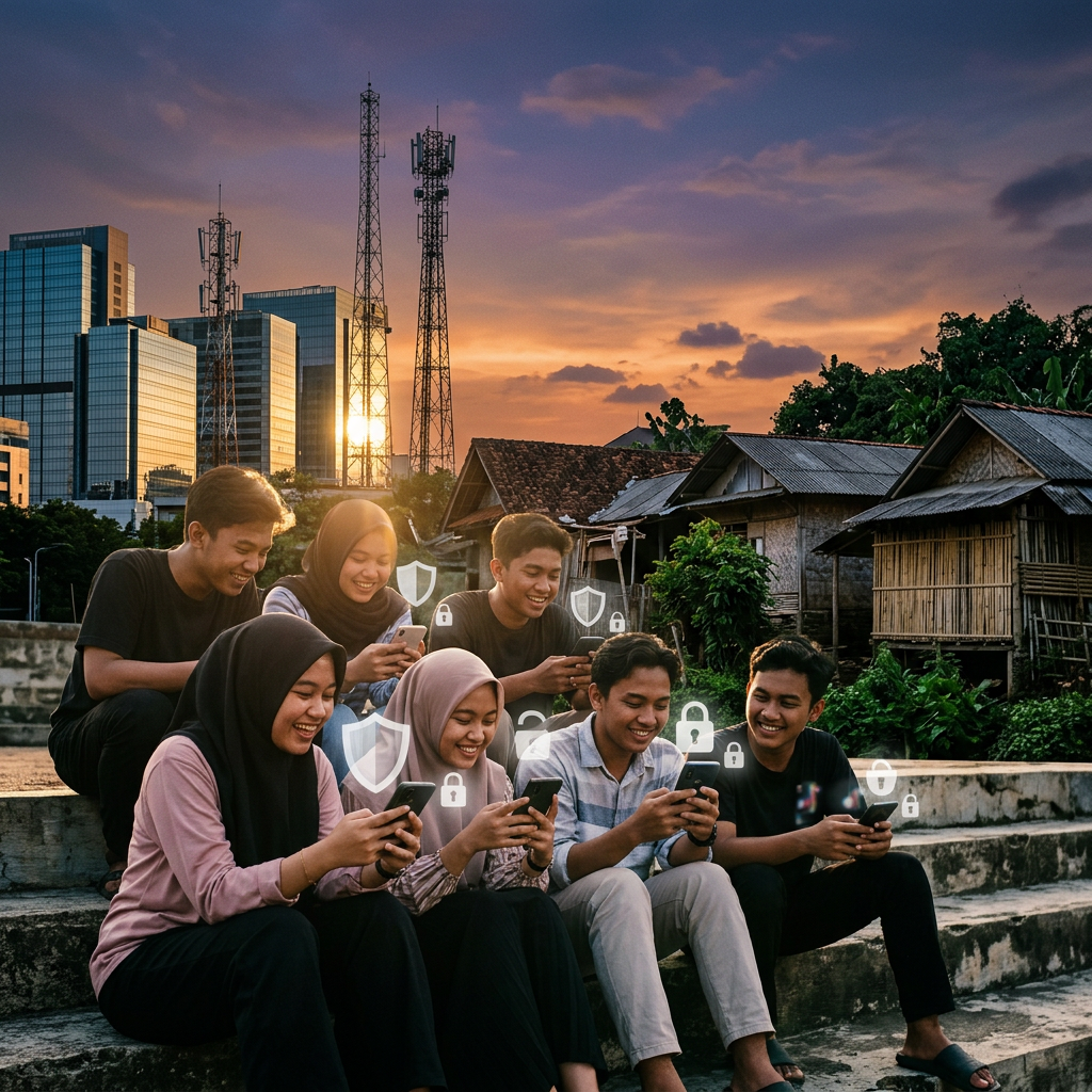 Youth in Indonesia engaging with social media amid recent restrictions.