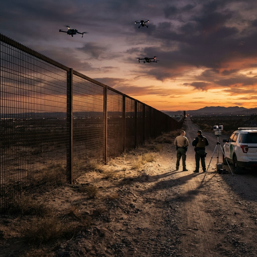 Supreme Court border ruling drones deployed along the border fence during sunset