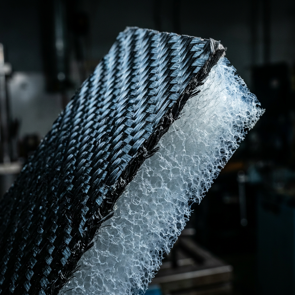 Carbon fibre and aerogel composite cross-section