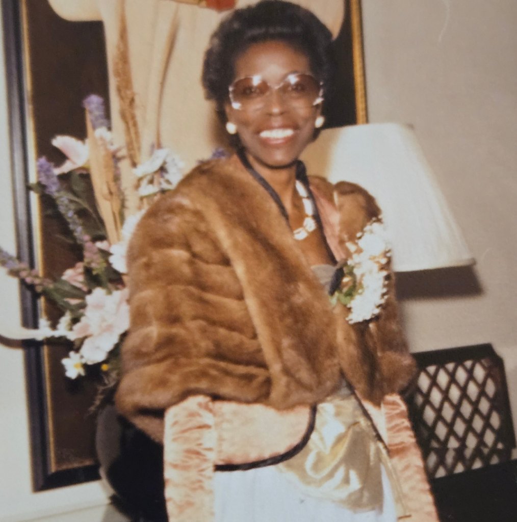 Grandmother in fur coat