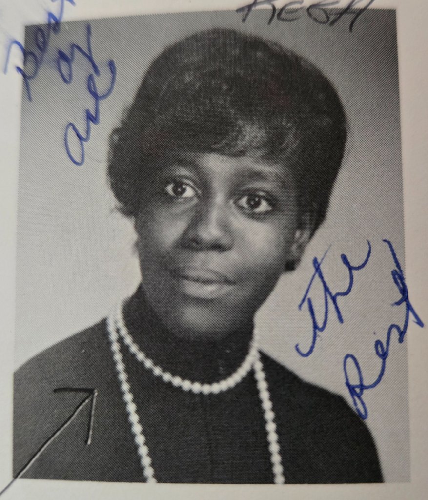 Yearbook portrait with pearls