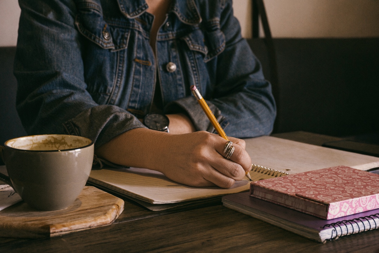 L'étude de l'astrologie — carnet, crayon et café