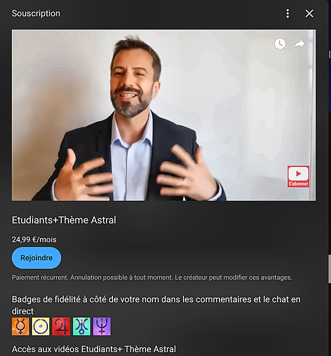 Rejoindre la chaîne YouTube AstroScience — Étudiants+ Thème Astral