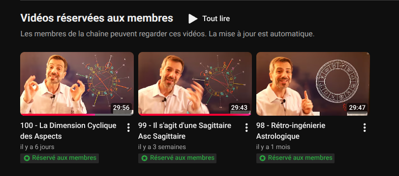 Vidéos réservées aux membres de la chaîne AstroScience — interprétations astrologiques de François Barthomeuf