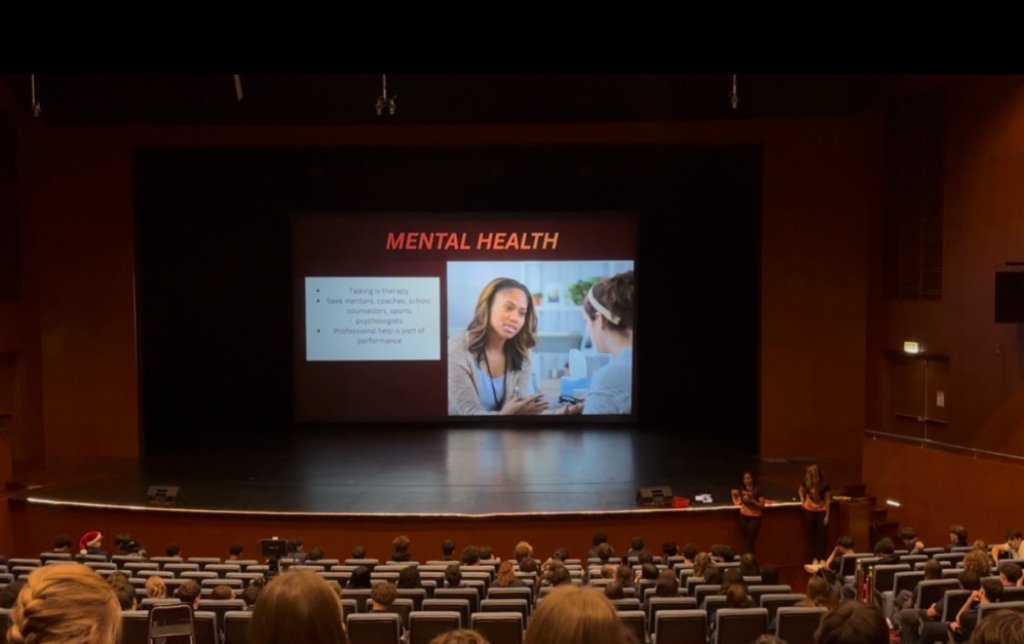 Mental health speaker session in front of 250+ student athletes