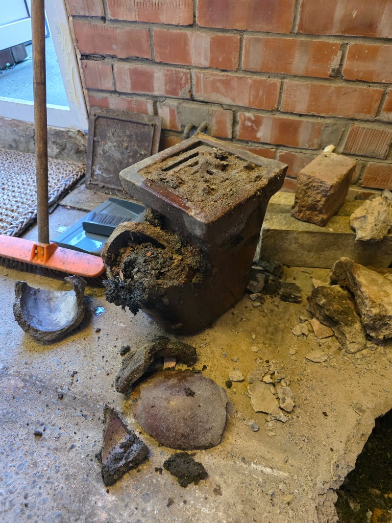 Collapsed Drain Exposed — Before