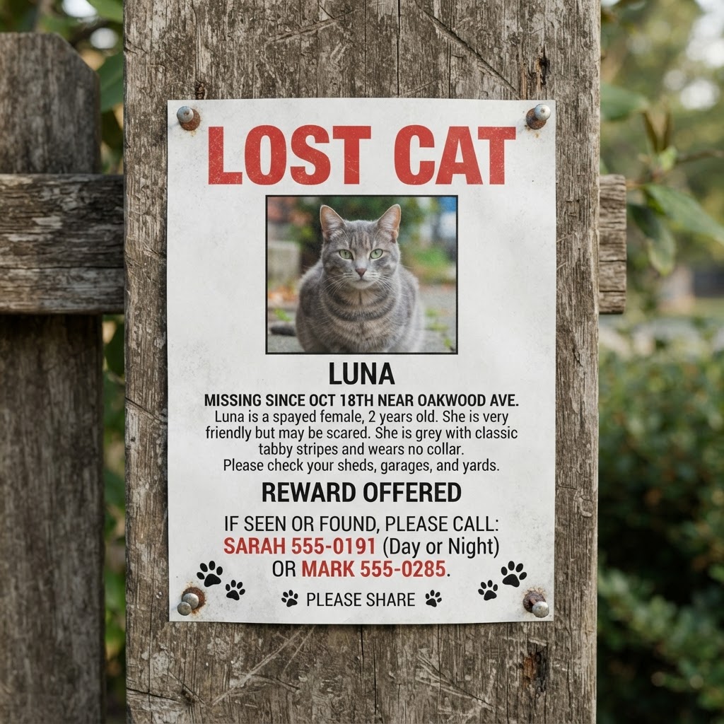 Lost pet flyer