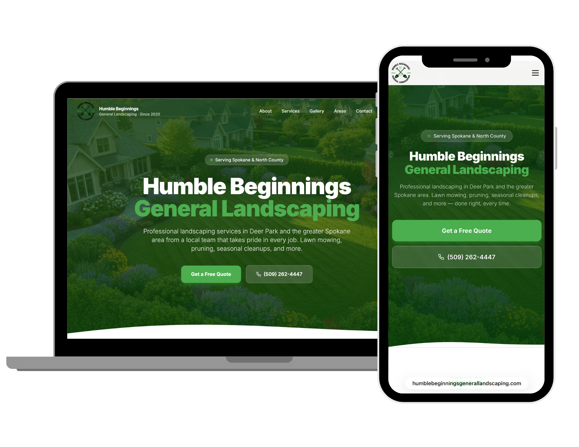 Humble Beginnings General Landscaping website designed by AnchorPoint Media