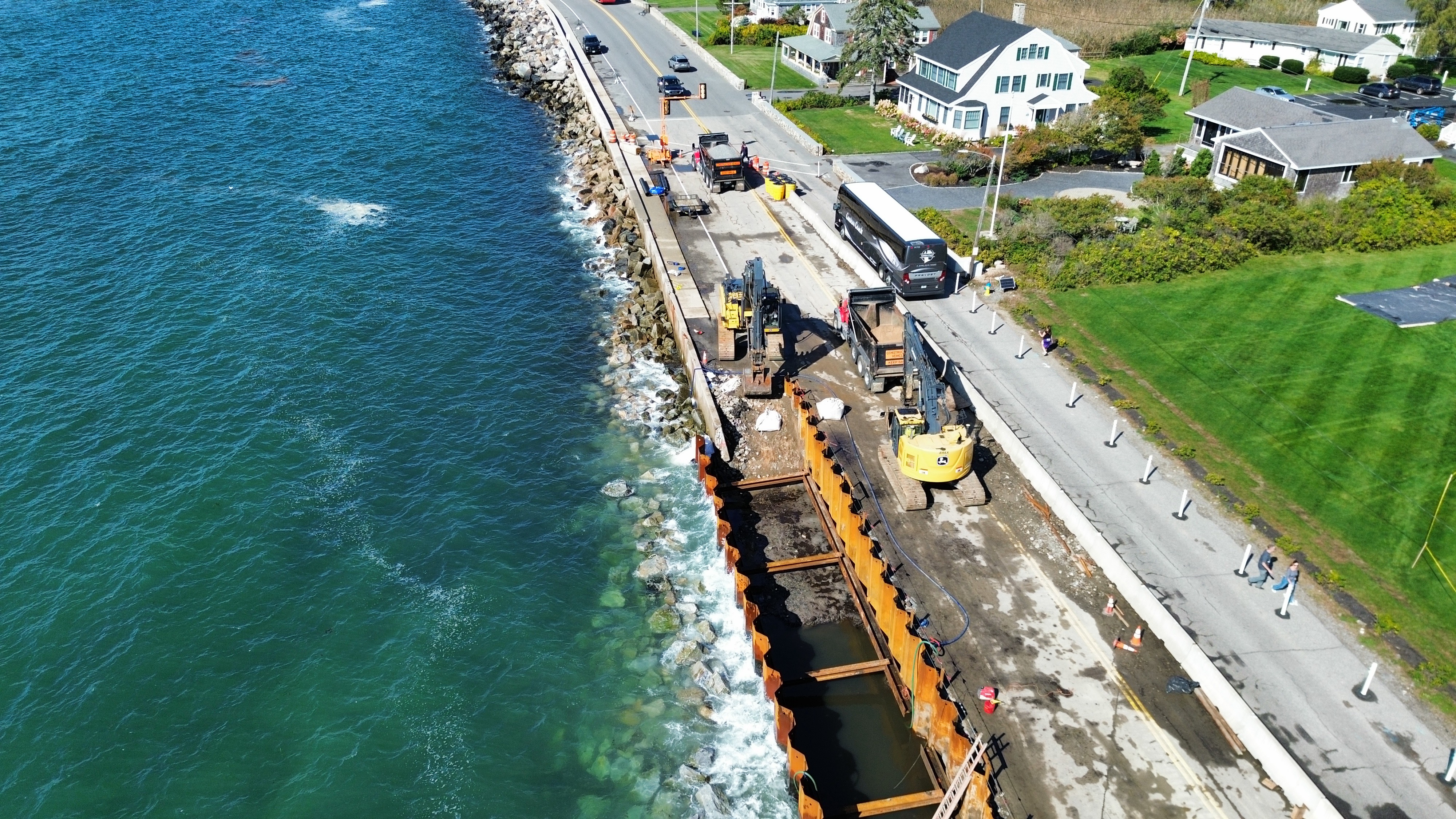 Kennebunk Seawall drone photo 2 — BREX Corp seawall reconstruction