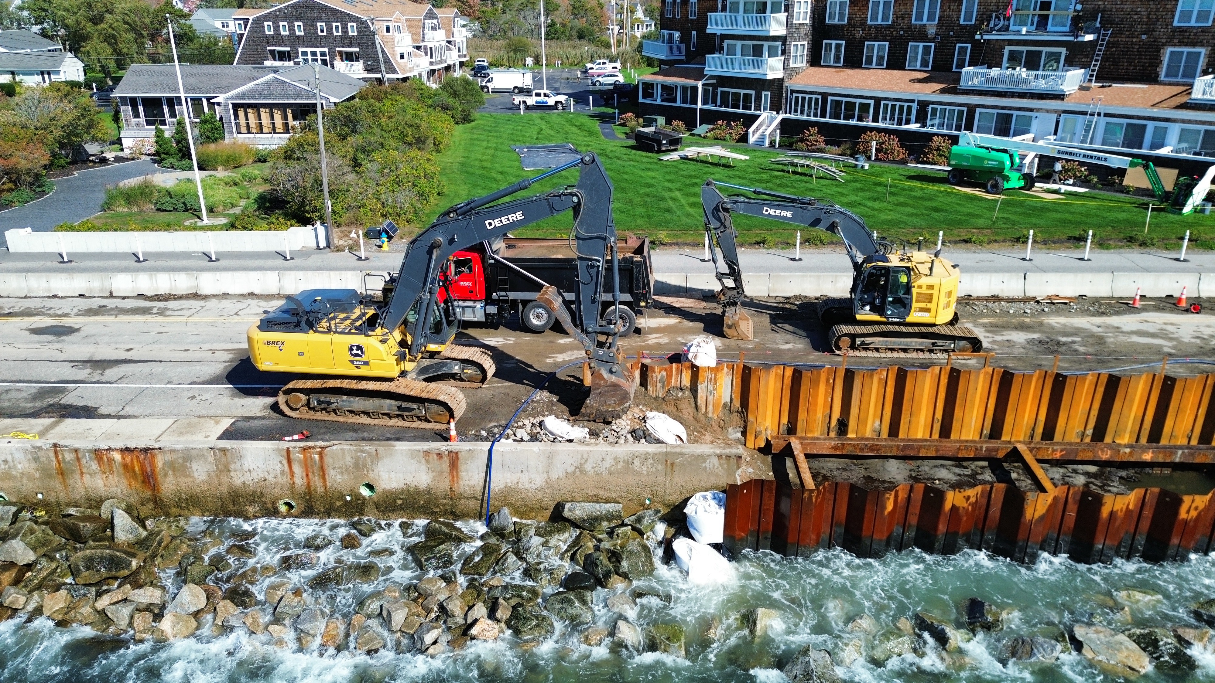 Kennebunk Seawall drone photo 6 — BREX Corp seawall reconstruction