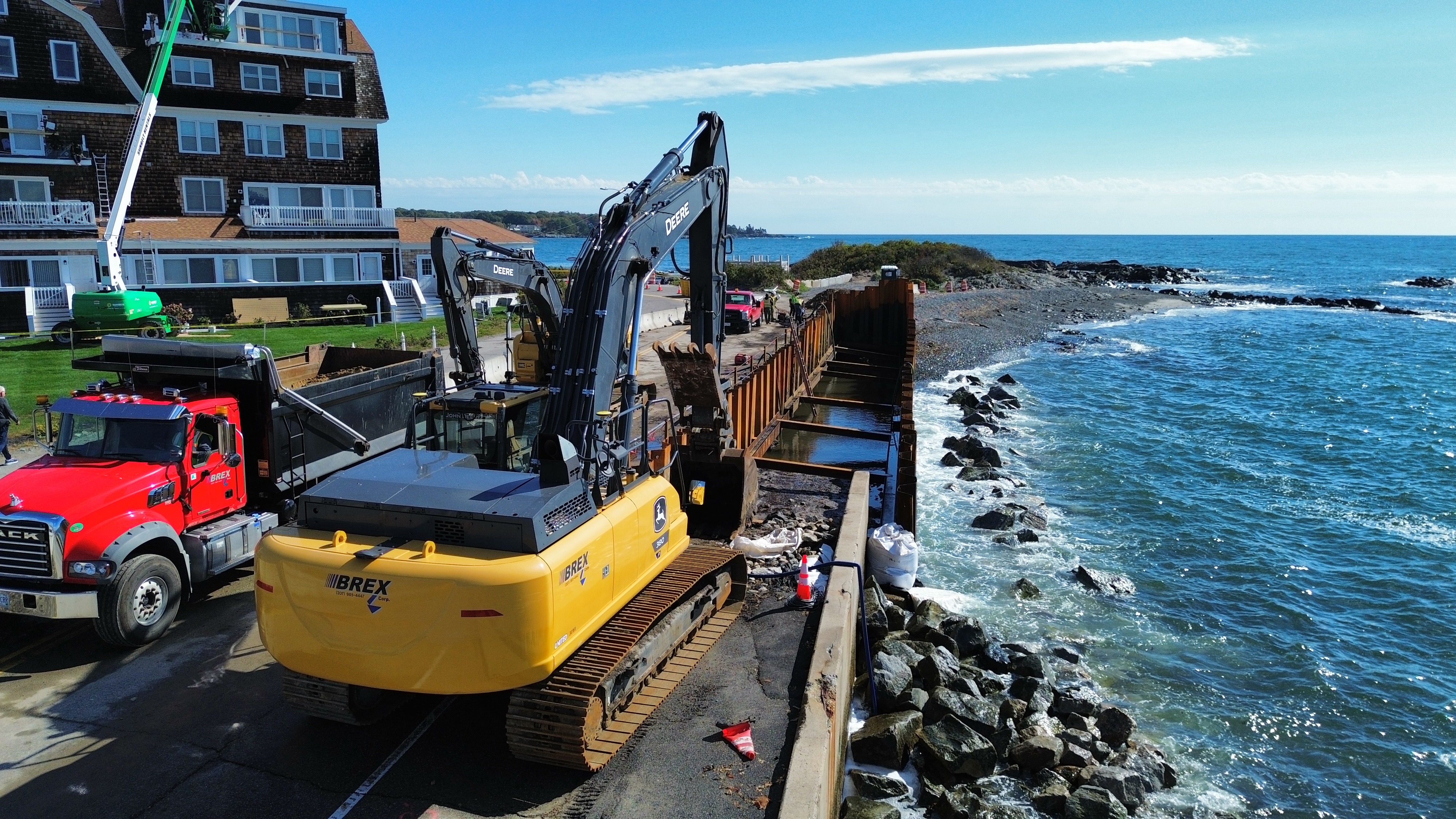 Kennebunk Seawall drone photo 9 — BREX Corp seawall reconstruction