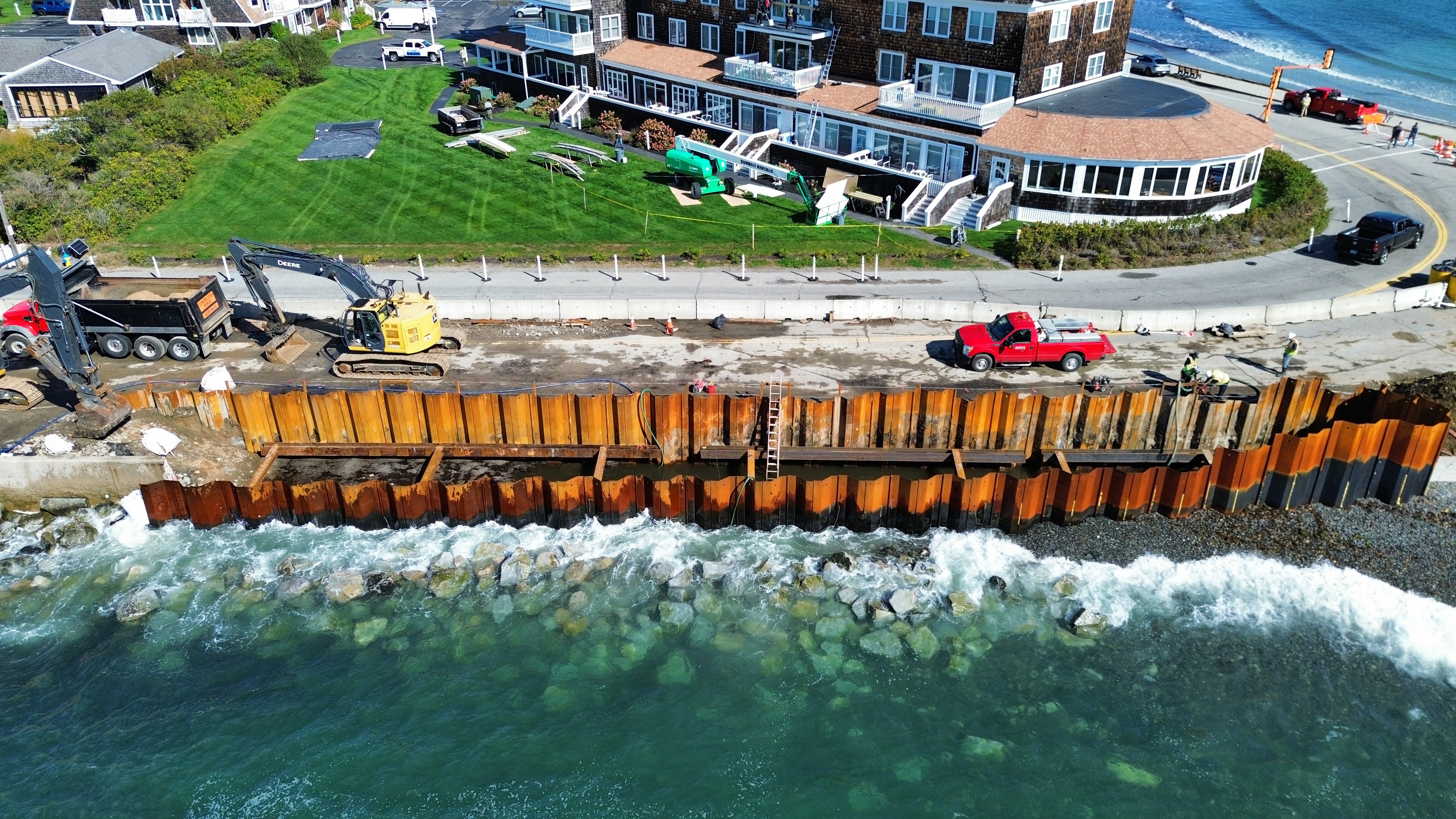 Kennebunk Seawall drone photo 4 — BREX Corp seawall reconstruction