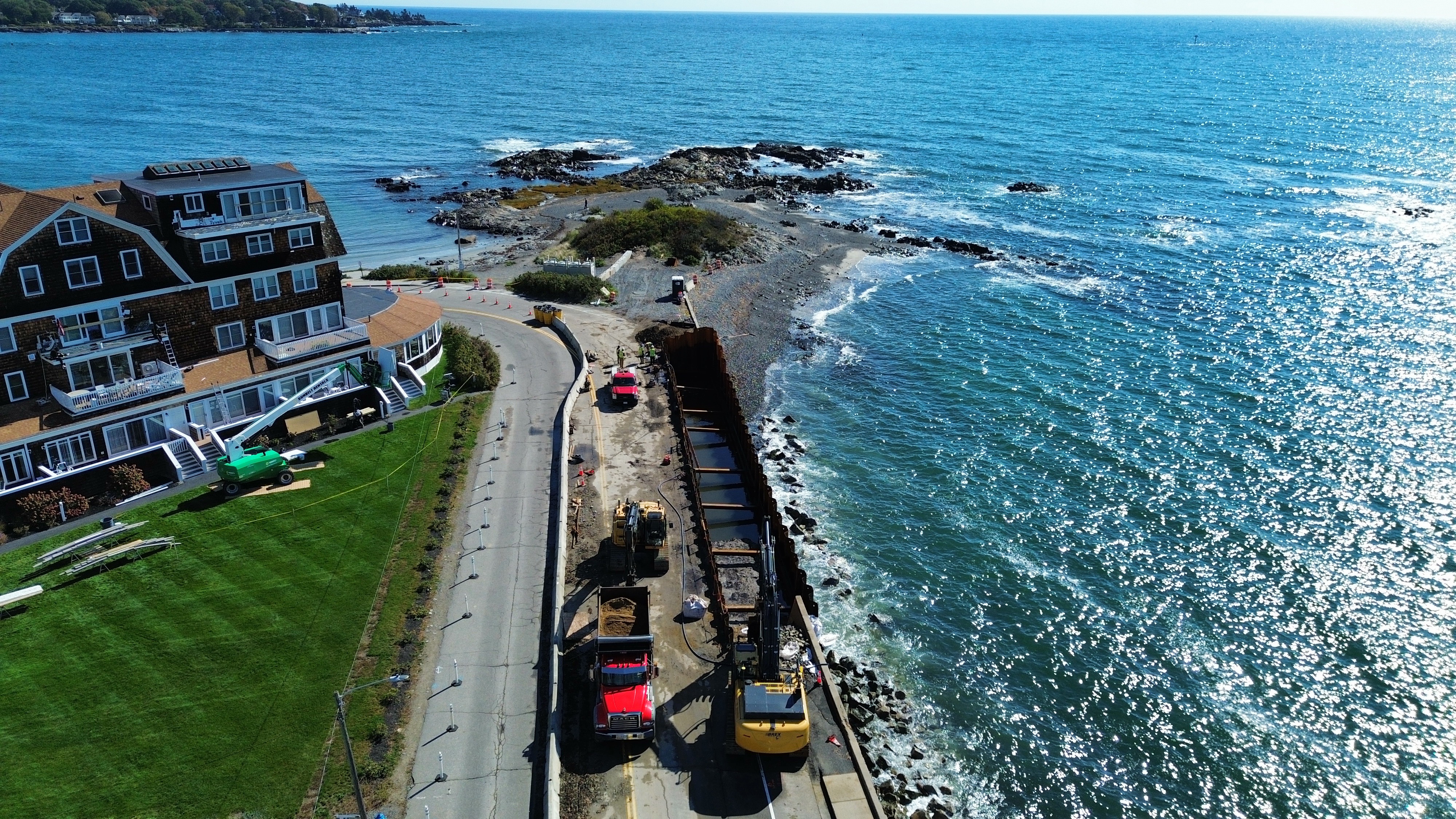 Kennebunk Seawall drone photo 5 — BREX Corp seawall reconstruction