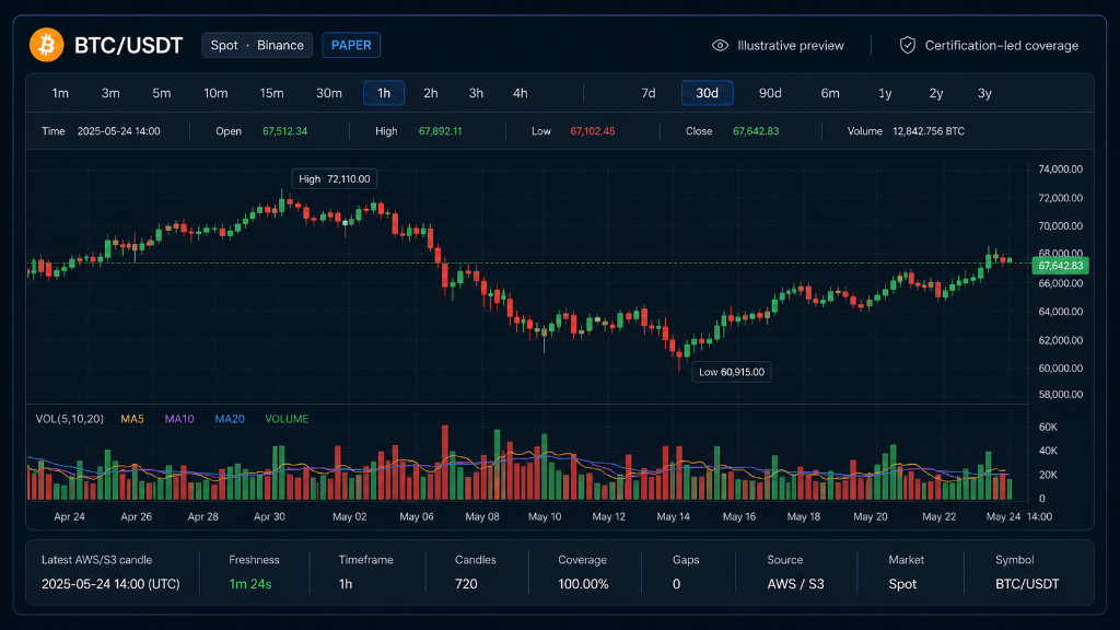 Vordant Chart Workspace — BTC/USDT 1h 30d illustrative preview