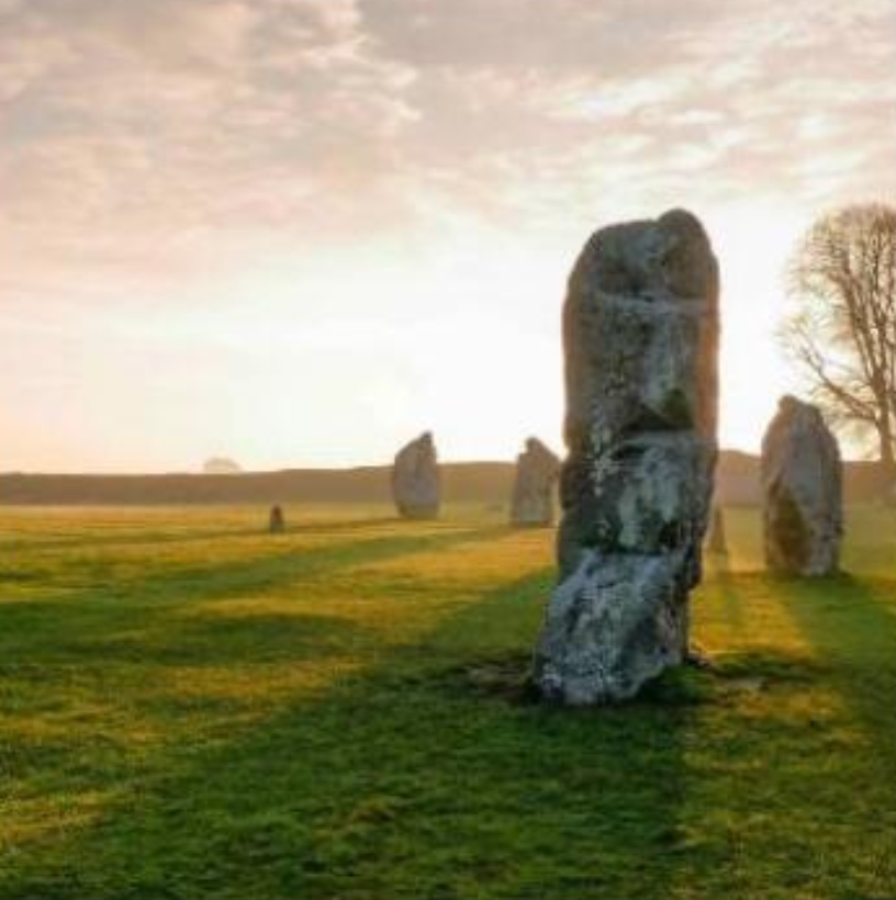 Avebury stone circle at sunrise